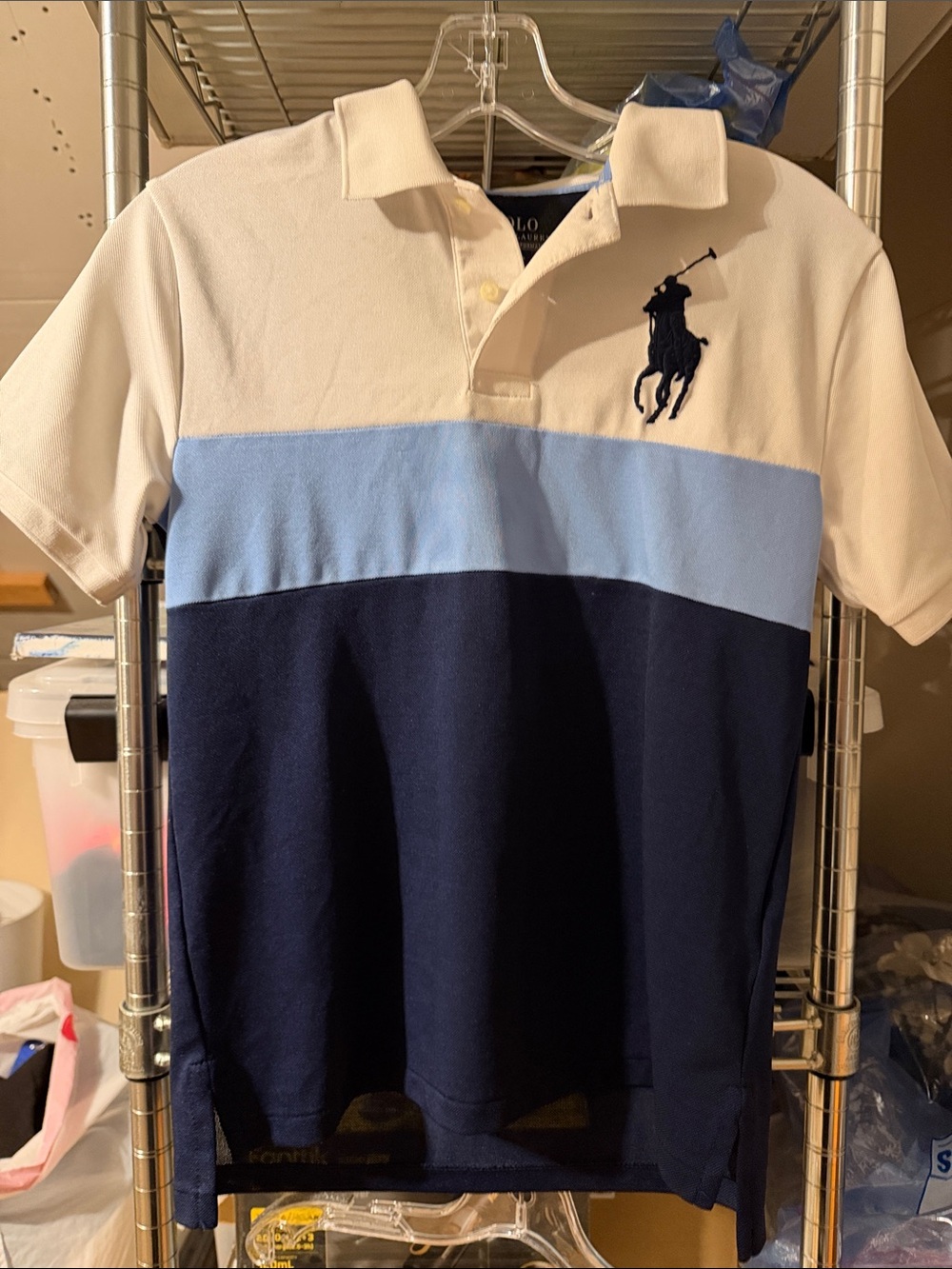 Polo by Ralph Lauren White, Light Blue & Navy Colorblock Polo